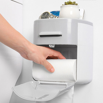 BAISPO Преносим държач за тоалетна хартия с чекмедже Непробиваем държач за кърпички Многофункционален органайзер за баня Аксесоари за баня
