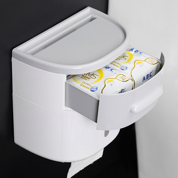 BAISPO Преносим държач за тоалетна хартия с чекмедже Непробиваем държач за кърпички Многофункционален органайзер за баня Аксесоари за баня