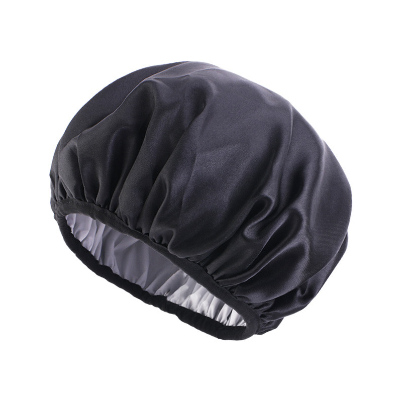 Új, vízálló zuhanysapka női szatén zuhany haj fedelű rugalmas fürdősapka kétrétegű vastag zuhanysapka fejfedő haj turbán