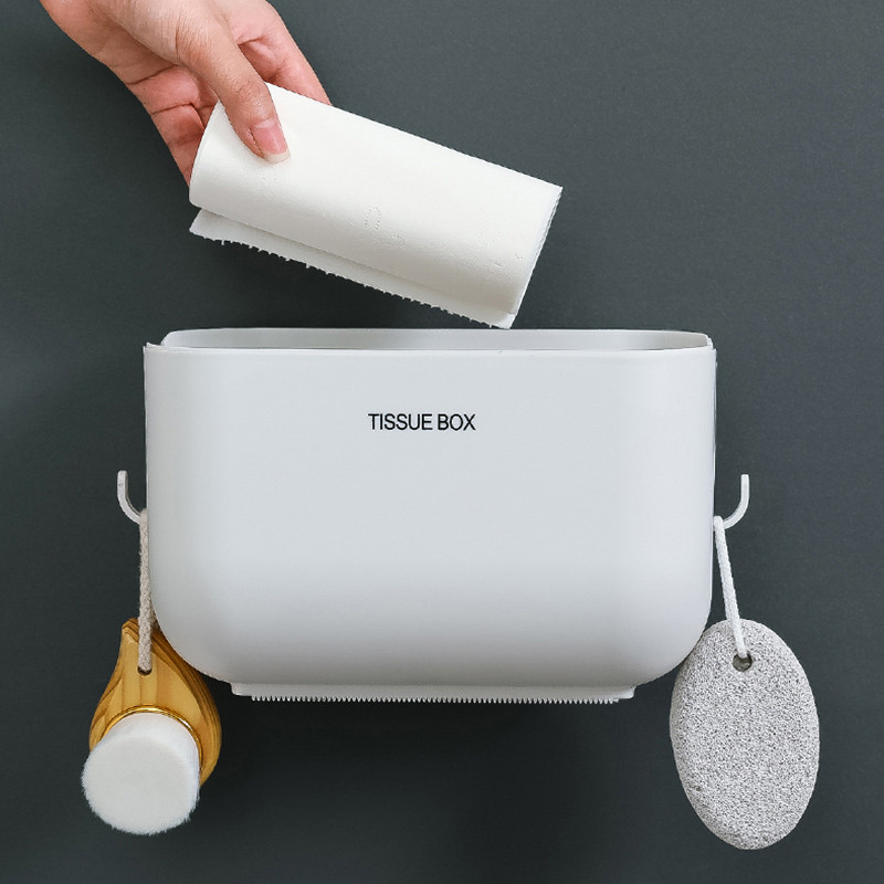 BAISPO prijenosni držač toaletnog papira Zidna vodootporna kutija za maramice Kupaonska kutija za pohranu bez bušenja Kućna kupaonska oprema