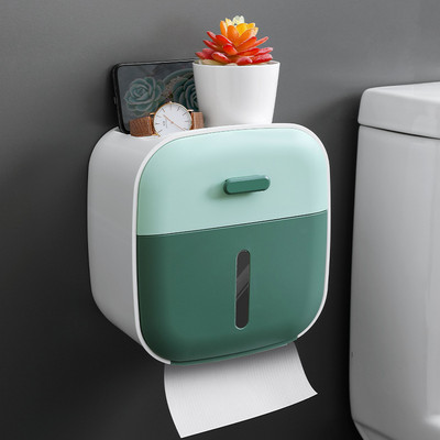 BAISPO Vodootporni držač toaletnog papira Poklopac za kutiju za maramice bez bušenja Zidna pohrana toaletnog papira WC Kućna kupaonska oprema
