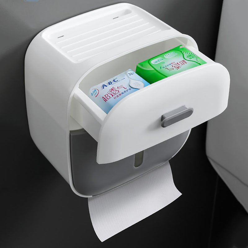 BAISPO Vodootporni držač toaletnog papira Poklopac za kutiju za maramice bez bušenja Zidna pohrana toaletnog papira WC Kućna kupaonska oprema