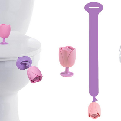 Nordic tualetes sēdekļu pacēlāju komplekts Izturīgs silikona tualetes sēdekļa turētāja pacelšanas instrumenti ar ziedu formām Vannas istabas tualetes sēdekļu pacēlājs