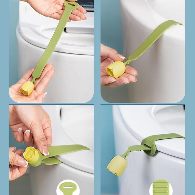 Nordic tualetes sēdekļu pacēlāju komplekts Izturīgs silikona tualetes sēdekļa turētāja pacelšanas instrumenti ar ziedu formām Vannas istabas tualetes sēdekļu pacēlājs