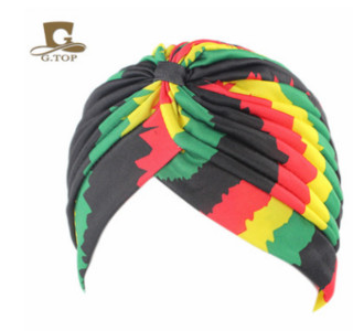 Új női nyomat virágcsomó rák fodros kemo sapka sapka sál Turbán fejpakolás kötött sapka hajhullás elleni kiegészítők