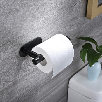 Диспенсер за тоалетна хартия от неръждаема стомана Безперфорационен стенен държач за ролка Поставка за кърпи Домакински тоалетни Органайзер за баня
