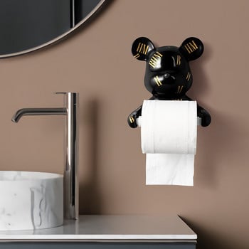 Resin Bear Rall Хартиена кърпа Поставка за тоалетни фигурки Скандинавско животно Висяща кутия за кърпи Поставка Поставка за интериорен модерен стенен декор