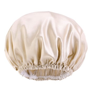 Νέα γυναικεία αδιάβροχα σκουφάκια ντους Σατέν διπλής στρώσης αναστρέψιμο καπό οικιακής περιποίησης μαλλιών Νυχτερινό σκουφάκι ύπνου Αξεσουάρ μπάνιου Καπέλα