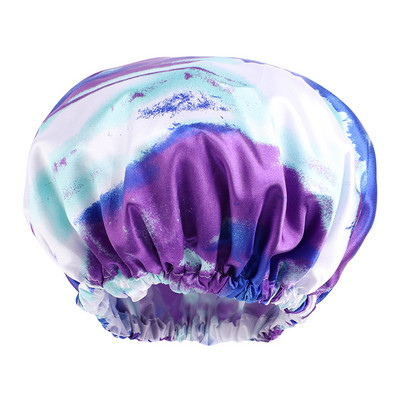 Nova dvoslojna kapa za tuširanje na kravatu Ženska vodootporna noćna kapa Potrepštine za šešir za njegu kose Kupaonska gumica Kapa za višekratnu upotrebu