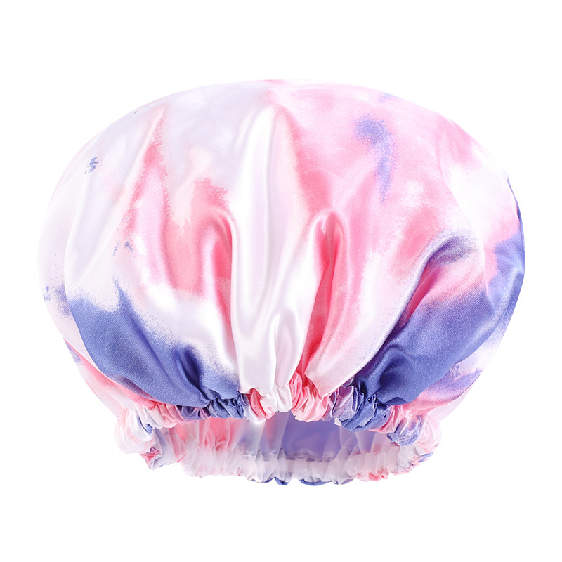 Nova dvoslojna kapa za tuširanje na kravatu Ženska vodootporna noćna kapa Potrepštine za šešir za njegu kose Kupaonska gumica Kapa za višekratnu upotrebu