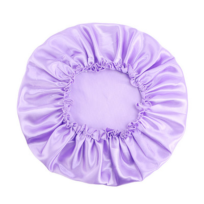 Liela izmēra sieviešu satīna zīdaina nakts miega cepure nakts vāciņš plata elastīga matu kopšanas cepure galvas vāciņš Bonnet unisex kupola dušas vāciņš