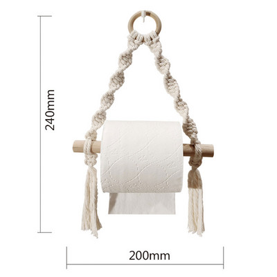 Ručno tkani drveni držač toaletnog papira Boemski zidni dekor za sobu Dozator kupaonskih ručnika Stalak za kućno skladištenje