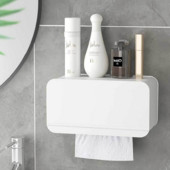 Kupaonska kutija za papirne maramice koja se montira na zid Minimalistički držač toaletnog papira Vodootporna kutija za pohranjivanje papira Dodaci za kupaonicu bez bušenja