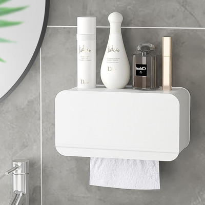Kupaonska kutija za papirne maramice koja se montira na zid Minimalistički držač toaletnog papira Vodootporna kutija za pohranjivanje papira Dodaci za kupaonicu bez bušenja
