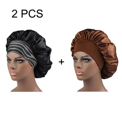 1/2kom Unisex kapa s elastičnom trakom za glavu za noćni šešir s obodom Kapa za kupanje, ekstra velika satenska svilenkasta kapa za spavanje