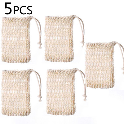 1/3/5 kom Prirodna vrećica za sapun od sisala Saver Pouch Bar Sapun za piling Mrežaste vrećice za tuš Držač sapuna Mrežasti džep s mjehurićima