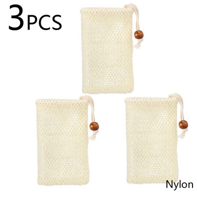 1/3/5 kom Prirodna vrećica za sapun od sisala Saver Pouch Bar Sapun za piling Mrežaste vrećice za tuš Držač sapuna Mrežasti džep s mjehurićima