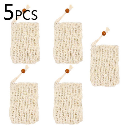 1/3/5 kom Prirodna vrećica za sapun od sisala Saver Pouch Bar Sapun za piling Mrežaste vrećice za tuš Držač sapuna Mrežasti džep s mjehurićima