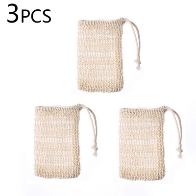 1/3/5 kom Prirodna vrećica za sapun od sisala Saver Pouch Bar Sapun za piling Mrežaste vrećice za tuš Držač sapuna Mrežasti džep s mjehurićima