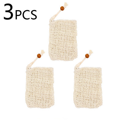 1/3/5 kom Prirodna vrećica za sapun od sisala Saver Pouch Bar Sapun za piling Mrežaste vrećice za tuš Držač sapuna Mrežasti džep s mjehurićima