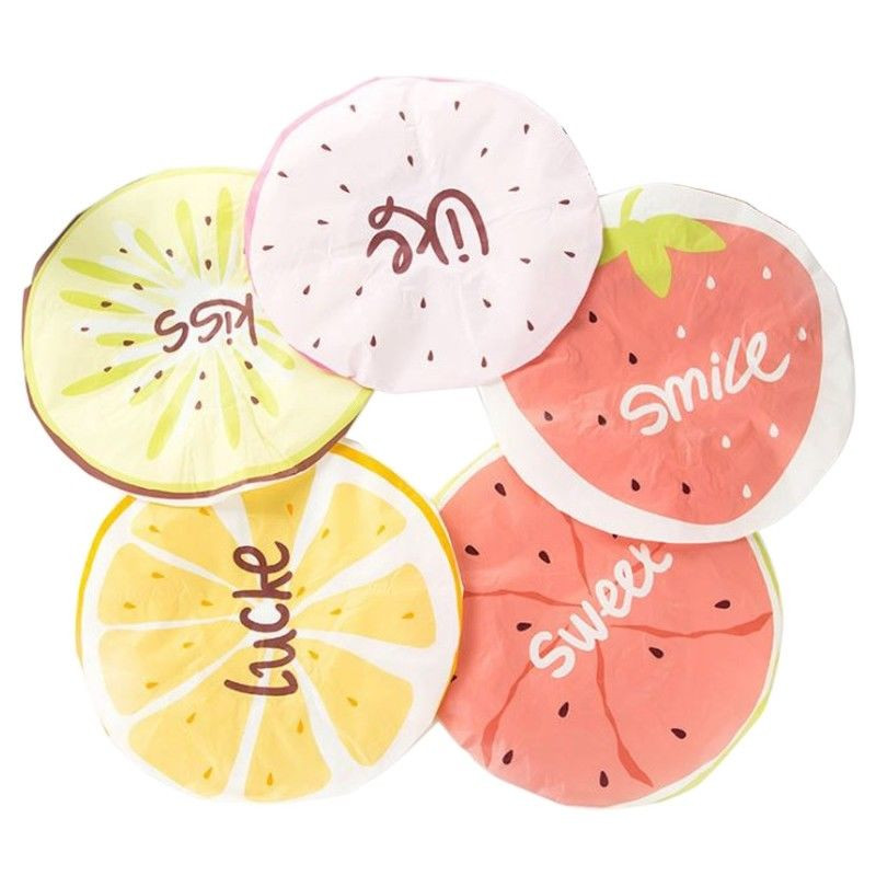 Modes ūdensizturīgs augļu vannas vāciņš Elastīga dušas cepure Atkārtoti lietojams vannas galvas matu pārklājs sievietēm dušas vannas piederumi