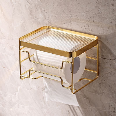 Kupaonica Zlatni stalak za papirnate ručnike Soba Besplatna zidna kutija za bušenje Rola toaletnog papira Stalak za pohranu toaletnog papira Dodatna oprema