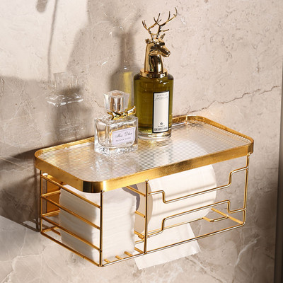 Kupaonica Zlatni stalak za papirnate ručnike Soba Besplatna zidna kutija za bušenje Rola toaletnog papira Stalak za pohranu toaletnog papira Dodatna oprema