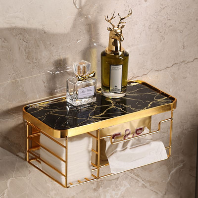 Kupaonica Zlatni stalak za papirnate ručnike Soba Besplatna zidna kutija za bušenje Rola toaletnog papira Stalak za pohranu toaletnog papira Dodatna oprema