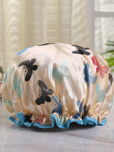 Debela 1 kom. Vodootporna kapa za kupanje Dvoslojna navlaka za kosu za tuširanje Ženska oprema Kapa za tuširanje Kupaonski dodaci Satenski šeširi