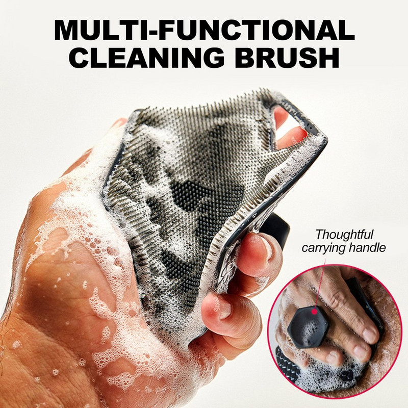 Četka za kupanje Poligonalna silikonska četka za kupanje Prijenosna zidna silikonska četka za šampon Dječja četka za kupanje crna