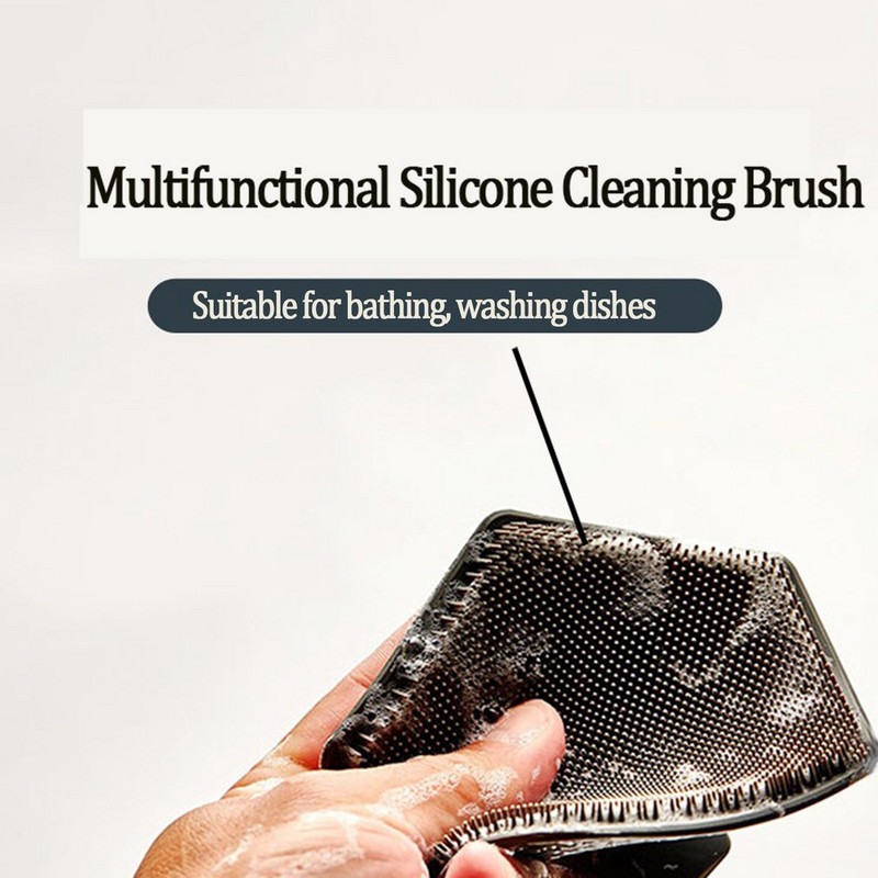 Četka za kupanje Poligonalna silikonska četka za kupanje Prijenosna zidna silikonska četka za šampon Dječja četka za kupanje crna