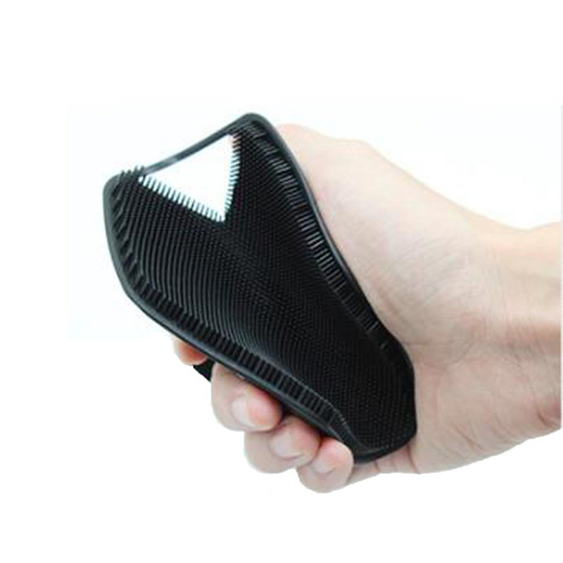 Četka za kupanje Poligonalna silikonska četka za kupanje Prijenosna zidna silikonska četka za šampon Dječja četka za kupanje crna