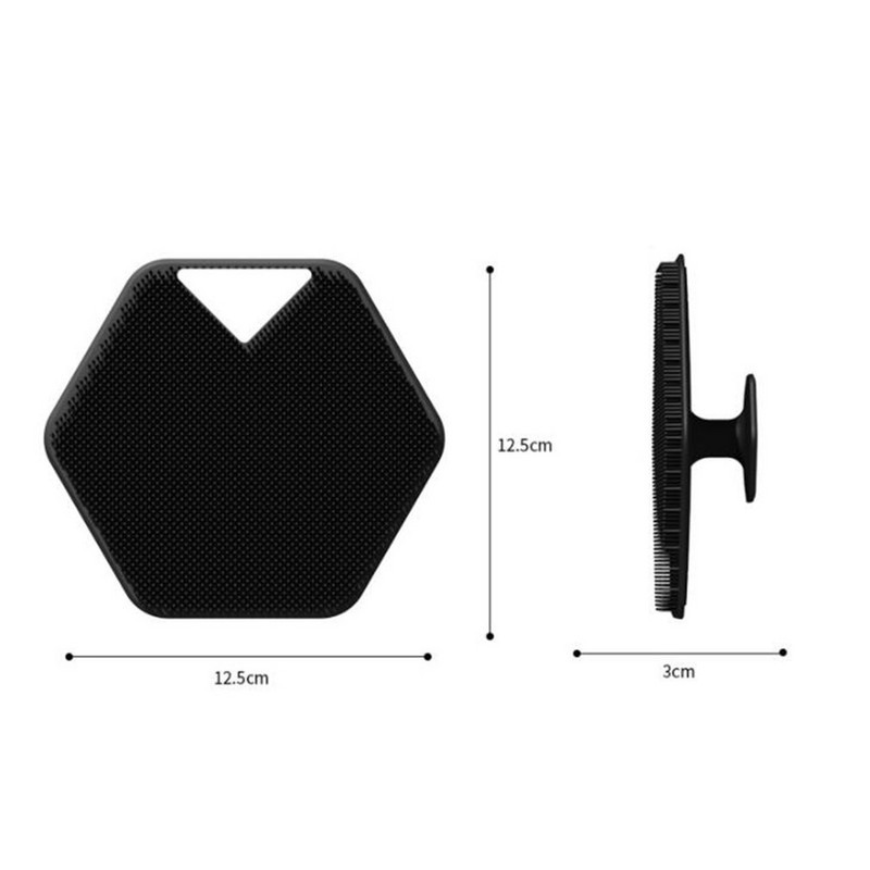 Četka za kupanje Poligonalna silikonska četka za kupanje Prijenosna zidna silikonska četka za šampon Dječja četka za kupanje crna