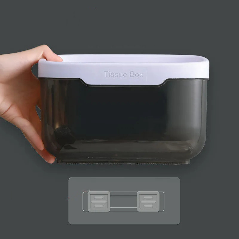 Ant sienos tvirtinamas audinių laikiklis Vonios kambario vandeniui atspari audinių dėžutė Lipni be perforavimo daugiafunkcinė laikymo lentyna vonios reikmenys