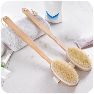 Νέο 1Pc Qualified Shower Brush Boar Bristles Μαλακό πινέλο μπάνιου Απολεπιστικό μασάζ σώματος με μακριά ξύλινη λαβή