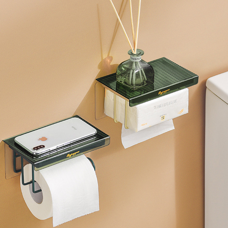 Pie sienas stiprināms tualetes papīra turētājs vannas istabas salvešu plauktu turētāji, pašlīmējošie caurumotāji, virtuves rullīšu papīra vannas istabas piederumi