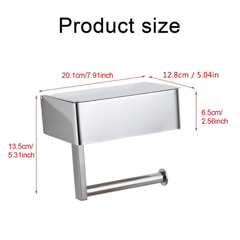 Držač toaletnog papira s policom Zidni nosač Mogućnost ispiranja Dozator maramica od nehrđajućeg čelika Samoljepljiva bušilica Besplatna kupaonska pohrana