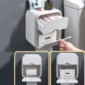 Višenamjenski držač toaletnog papira bez bušenja Vodootporna kutija za pohranu Kutija za marame Kuhinja Kupaonski pribor Montaža na zidni stalak