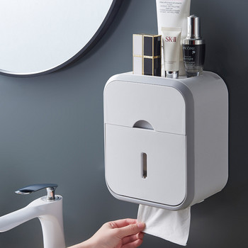 Мултифункционален държач за тоалетна хартия без перфорация Водоустойчива кутия за съхранение Кутия за стенен шкаф Кутия за кърпички Кухня Аксесоари за баня