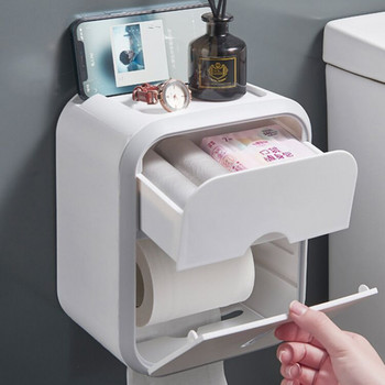 Мултифункционален държач за тоалетна хартия без перфорация Водоустойчива кутия за съхранение Кутия за стенен шкаф Кутия за кърпички Кухня Аксесоари за баня