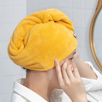 Γυναικείο καπέλο στεγνώματος μαλλιών Γρήγορο στέγνωμα Καπέλο για πετσέτα μαλλιών Καπέλο μπάνιου Καπέλο μικροϊνών συμπαγές πετσέτα Καπάκι τουρμπάνι Σούπερ απορρόφησης