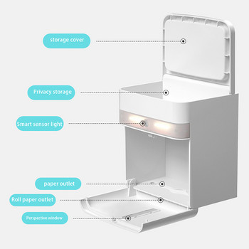 Αδιάβροχο Tissue Box Paper Towel Dispenser Επιτοίχια θήκη χαρτιού υγείας LED Induction Light Smart Tissue Box για μπάνιο