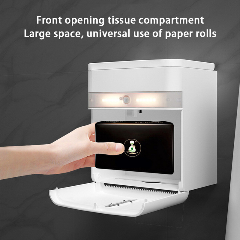 Vodootporna kutija za maramice Dozator papirnatih ručnika Zidni držač toaletnog papira LED indukcijsko svjetlo Pametna kutija za maramice za kupaonicu