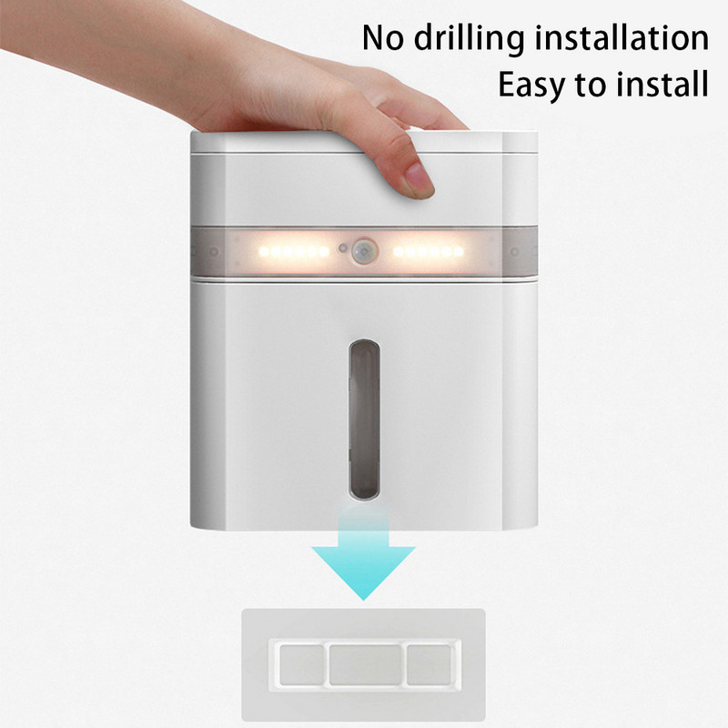 Vodootporna kutija za maramice Dozator papirnatih ručnika Zidni držač toaletnog papira LED indukcijsko svjetlo Pametna kutija za maramice za kupaonicu