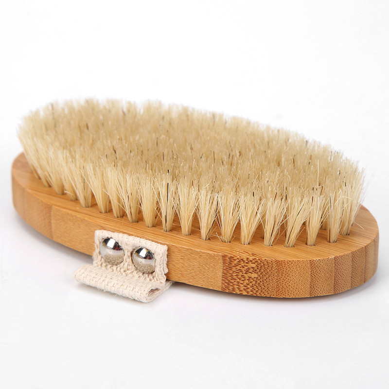 Četka za kupanje s prirodnim čekinjama Piling drvena četka za masažu tijela za tuširanje SPA četka za suhu kožu za njegu kože za muškarce
