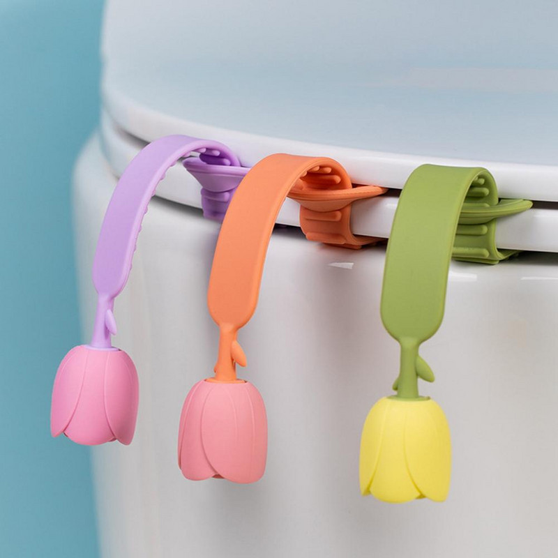 Tualetes sēdekļa rokturis Nedeformējams tualetes vāka rokturis Multi Gear sprādze dekoratīvs tulpes formas tualetes vāka paceļams rokturis mājām