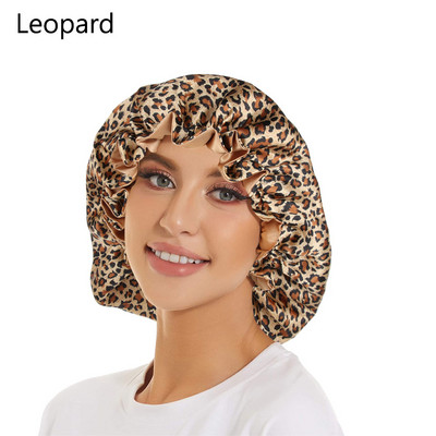 1PC Dvoslojne svilene šeširiće Elastična reverzibilna ekstra velika satenska kapa za spavanje za kovrčavu/prirodnu kosu Žene Djevojački omot za glavu
