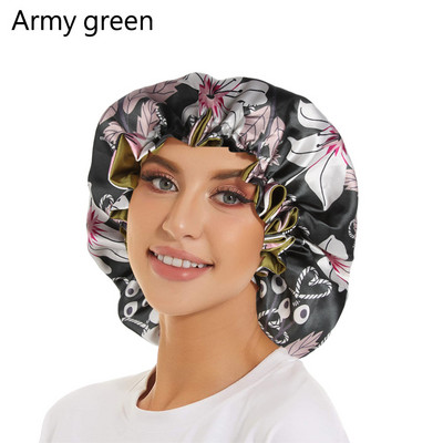 1PC Dvoslojne svilene šeširiće Elastična reverzibilna ekstra velika satenska kapa za spavanje za kovrčavu/prirodnu kosu Žene Djevojački omot za glavu