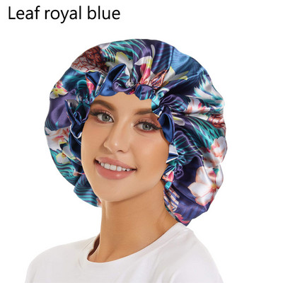 1PC Dvoslojne svilene šeširiće Elastična reverzibilna ekstra velika satenska kapa za spavanje za kovrčavu/prirodnu kosu Žene Djevojački omot za glavu