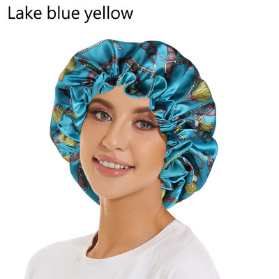 1PC Dvoslojne svilene šeširiće Elastična reverzibilna ekstra velika satenska kapa za spavanje za kovrčavu/prirodnu kosu Žene Djevojački omot za glavu